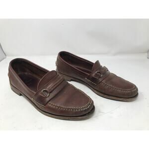 Men's AE By Allen Edmonds Bates Brown Leather Loafer With Front Buckle Size 11